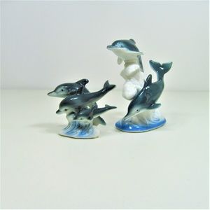 DOLPHINS ON CRESTING WAVES FIGURINE SET
